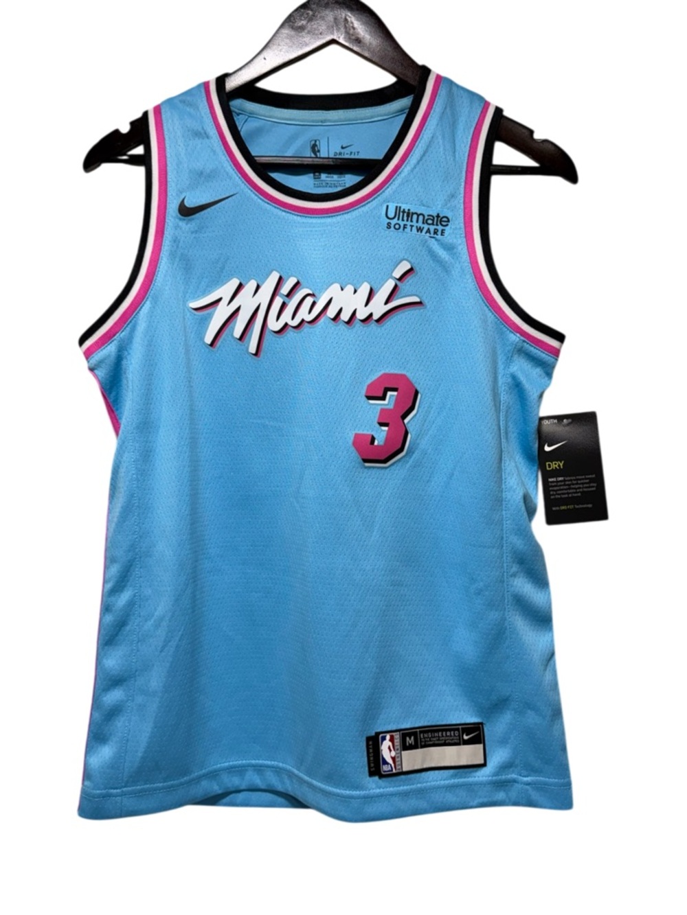 Miami Heat Nike Dri Fit Dwayne Wade #3 Vice City Basketball Jersey Youth Size M